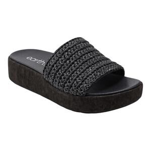Earth Women's Sachan Woven Band Slip On Platform Slide Sandals Black Size 9